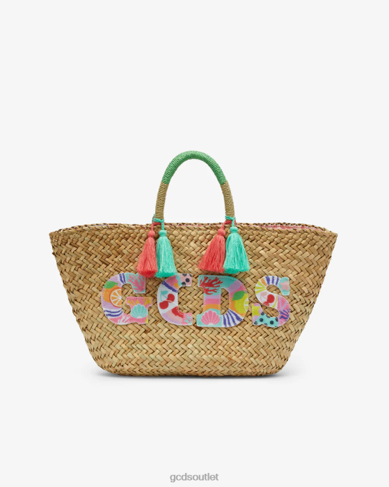 Kids GCDS Junior Medium Straw Bag Multicolor 0FVX779