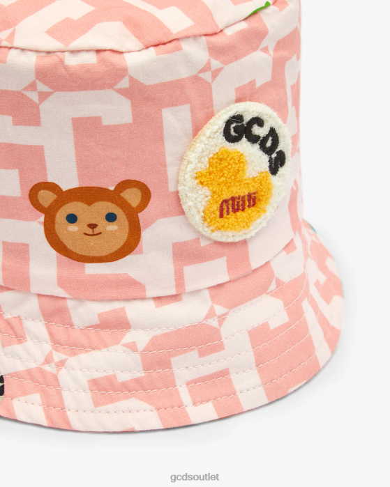 Kids GCDS Baby Monogram Animals Bucket Hat Pink 0FVX658