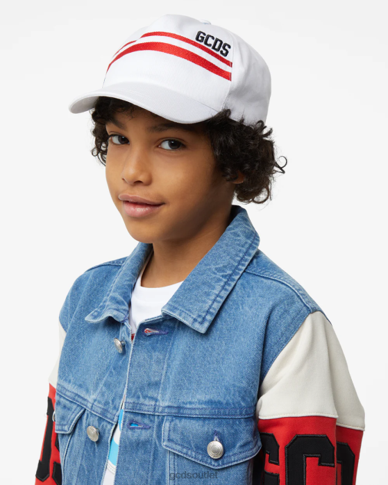 Kids GCDS Junior Low Logo Band Baseball Cap White 0FVX776