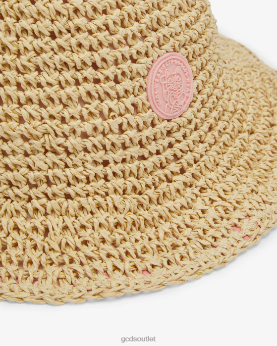 Kids GCDS Junior Straw Cloche Hat Beige 0FVX778