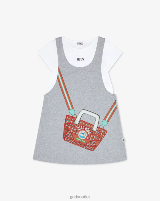 Kids GCDS Junior "Ciao " T-Shirt Dress Grey 0FVX804
