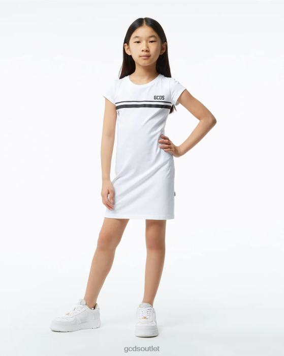 Kids GCDS Junior Low Logo Band T-Shirt Dress White 0FVX809