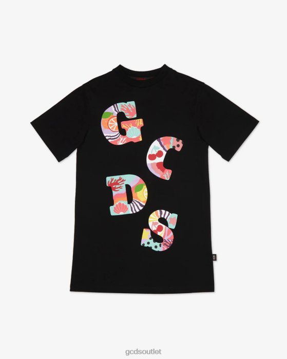 Kids GCDS Junior Patchwork T-Shirt Dress Black 0FVX810