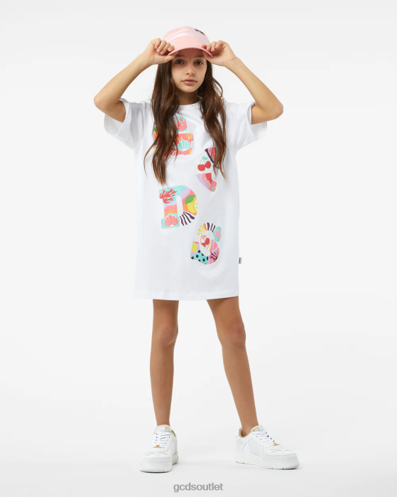 Kids GCDS Junior Patchwork T-Shirt Dress White 0FVX811