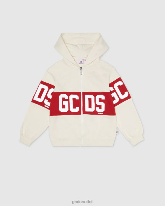 Kids GCDS Junior Logo band zip-up hoodie Whitecap Grey 0FVX676