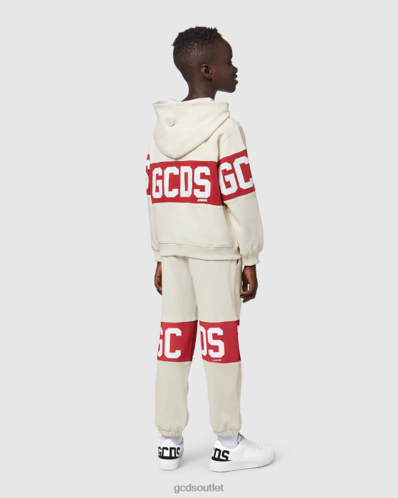 Kids GCDS Junior Logo band zip-up hoodie Whitecap Grey 0FVX676