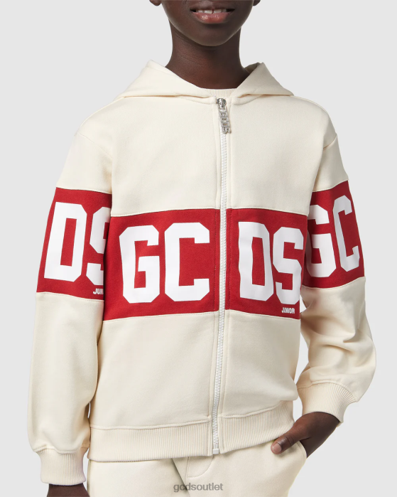 Kids GCDS Junior Logo band zip-up hoodie Whitecap Grey 0FVX676