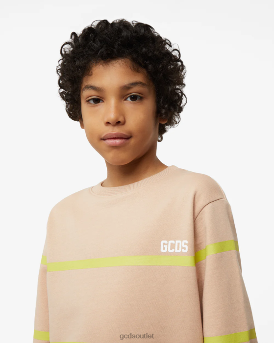 Kids GCDS Junior Low Logo Band Crewneck Beige 0FVX697
