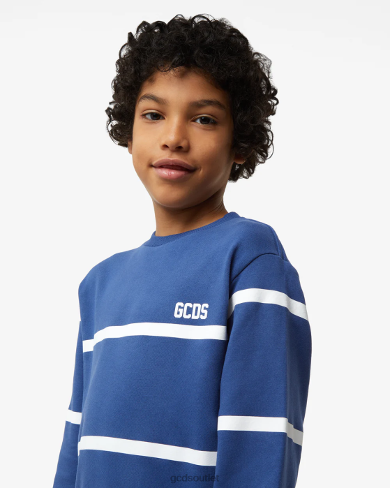 Kids GCDS Junior Low Logo Band Crewneck Blue 0FVX696