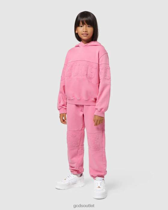 Kids GCDS Junior Overdyed Logo band hoodie Cradle Pink 0FVX678