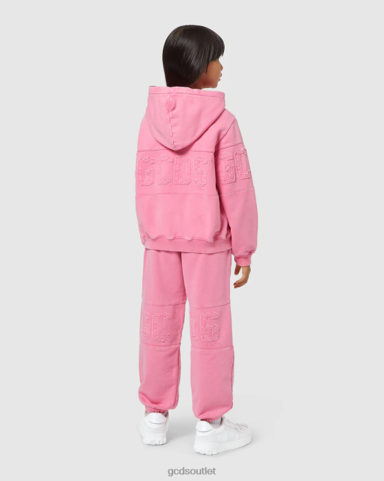 Kids GCDS Junior Overdyed Logo band hoodie Cradle Pink 0FVX678