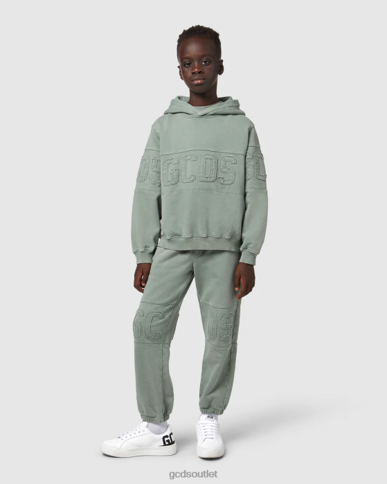Kids GCDS Junior Overdyed Logo band hoodie Green 0FVX674