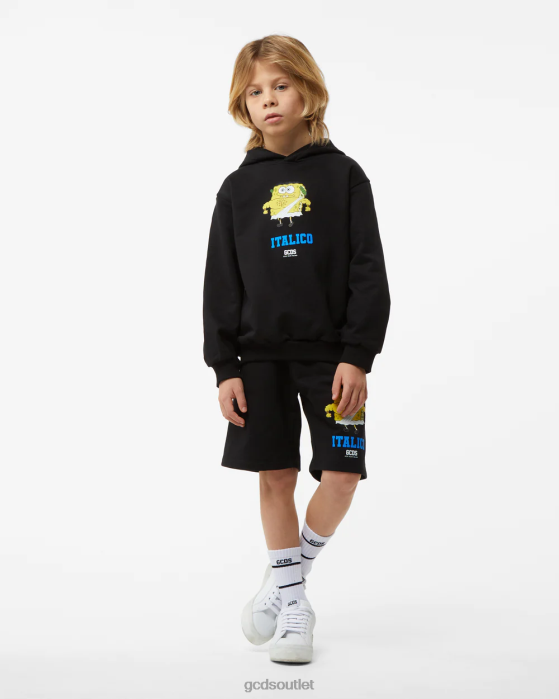 Kids GCDS Junior Spongebob Italico Hoodie Black 0FVX704