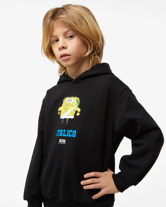 Kids GCDS Junior Spongebob Italico Hoodie Black 0FVX704