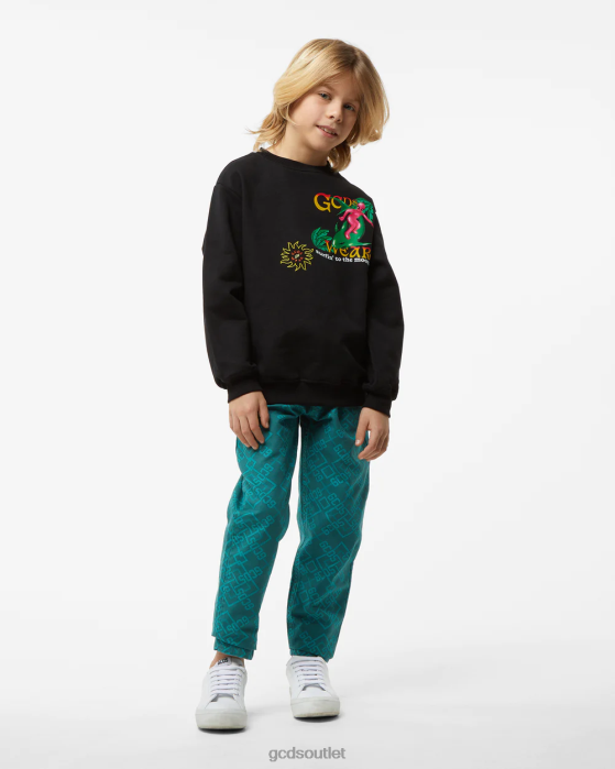 Kids GCDS Junior Surfing Wirdo Printed Hoodie Black 0FVX685