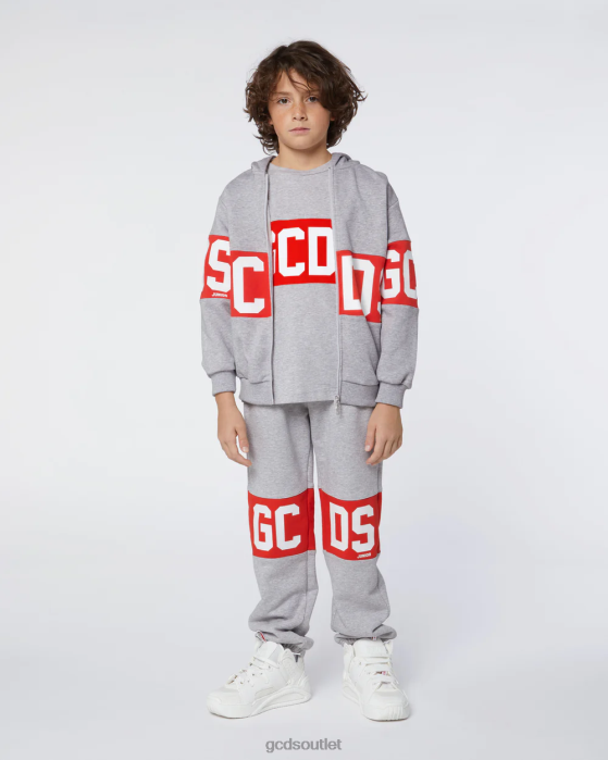 Kids GCDS Junior logo band Hoodie Grey 0FVX687