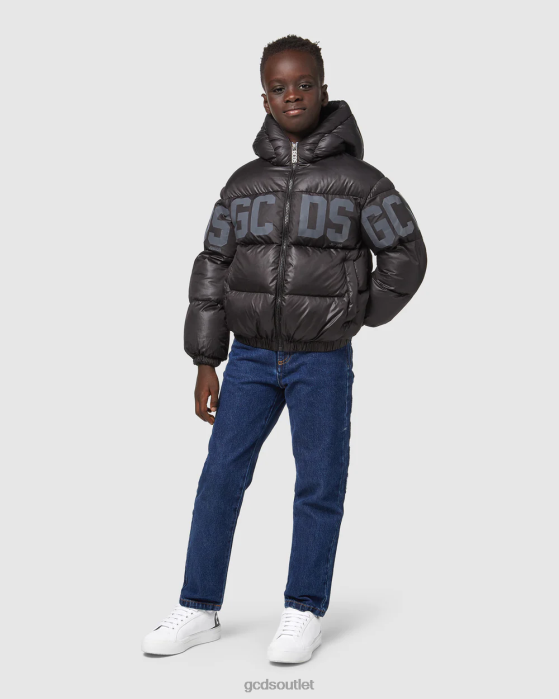 Kids GCDS Junior logo band padded jacket Black 0FVX661