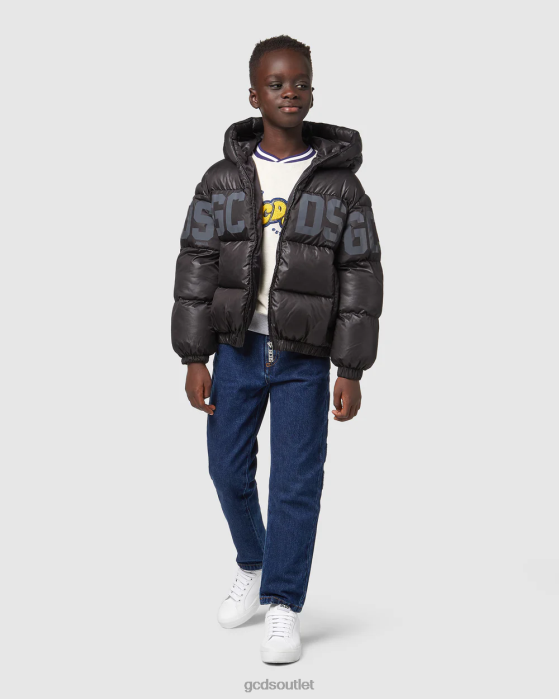 Kids GCDS Junior logo band padded jacket Black 0FVX661