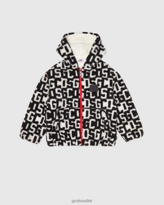 Kids GCDS Junior monogram hooded jacket Black 0FVX659