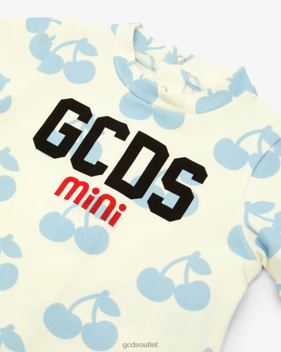 Kids GCDS Baby Cherry Playsuit Off White/Angel Blue 0FVX590