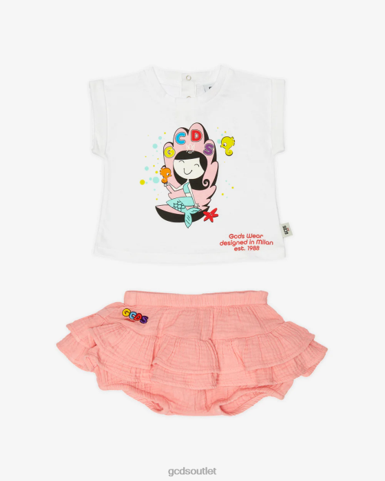 Kids GCDS Baby Mermaid T-Shirt And Shorts Set White 0FVX620