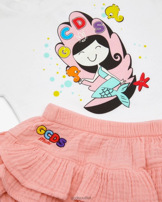 Kids GCDS Baby Mermaid T-Shirt And Shorts Set White 0FVX620