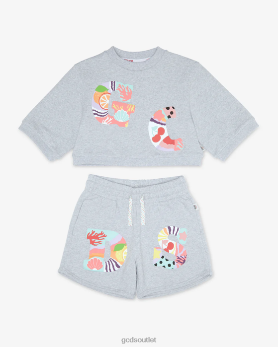 Kids GCDS Junior Patchwork T-Shirt And Shorts Set Grey 0FVX786