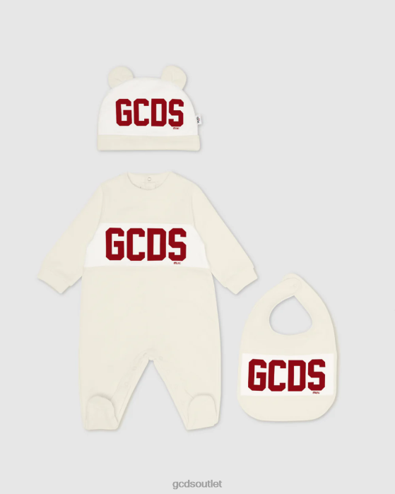 Kids GCDS Logo band Three-Piece Baby Set Whitecap Grey 0FVX591