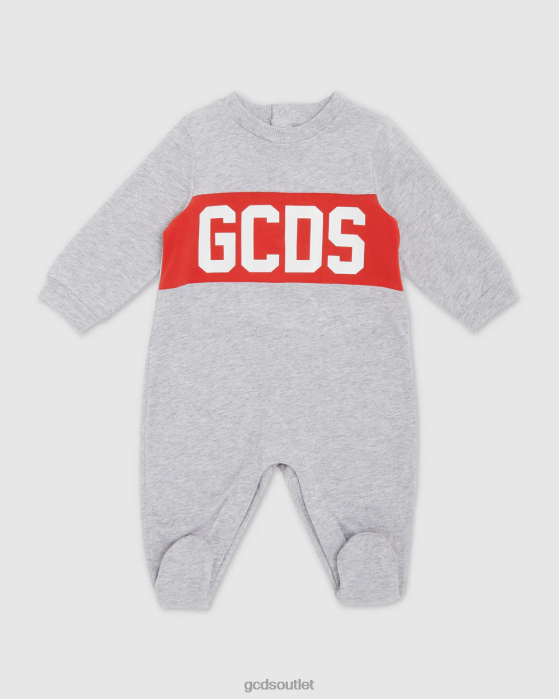 Kids GCDS logo motif Playsuit Grey 0FVX571