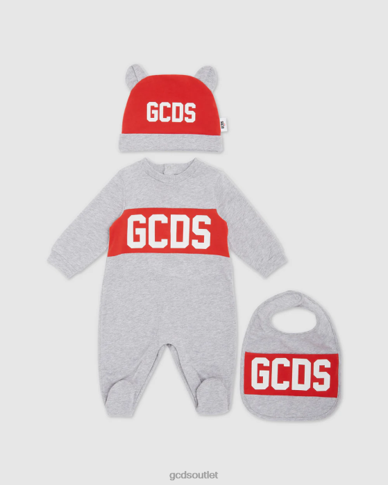 Kids GCDS logo motif Three-piece Baby Gift Set Grey 0FVX570