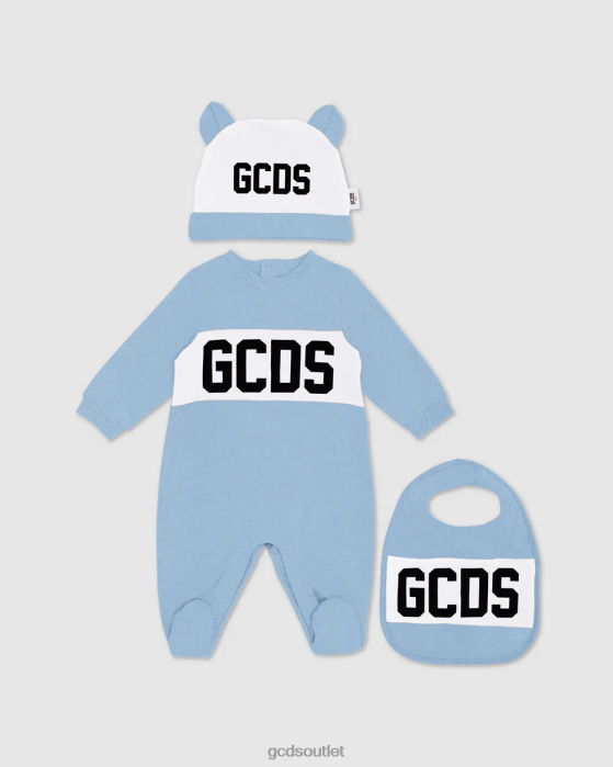 Kids GCDS logo motif Three-piece Baby Gift Set Light blue 0FVX578