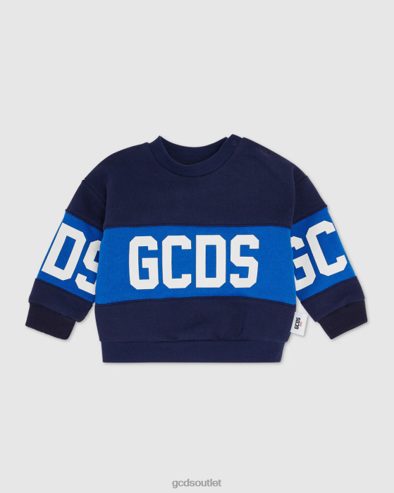 Kids GCDS Baby logo motif hoodie Dark Blue 0FVX617