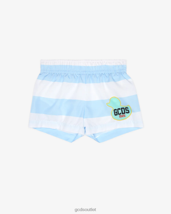Kids GCDS Baby Striped Swim Shorts Light Blue 0FVX644