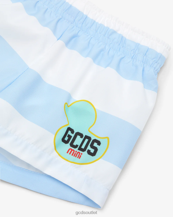 Kids GCDS Baby Striped Swim Shorts Light Blue 0FVX644