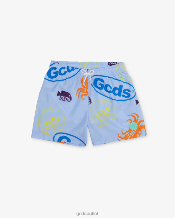 Kids GCDS Junior Shell Swim Shorts Blue 0FVX763