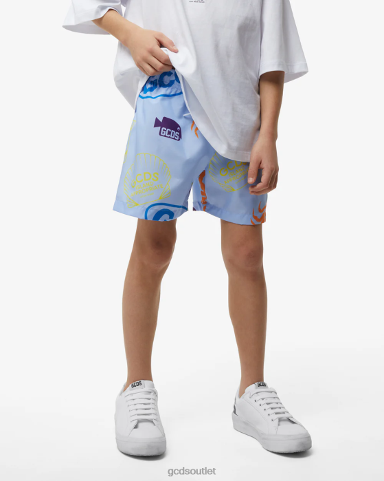 Kids GCDS Junior Shell Swim Shorts Blue 0FVX763