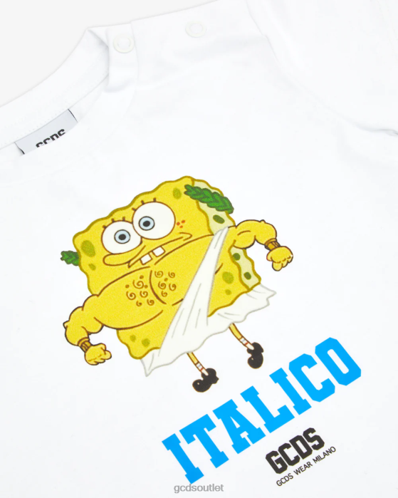 Kids GCDS Baby Spongebob Italico T-Shirt White 0FVX642