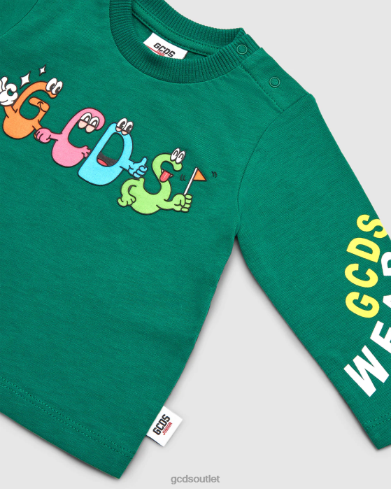 Kids GCDS Baby monster long sleeves t-shirt Green 0FVX632