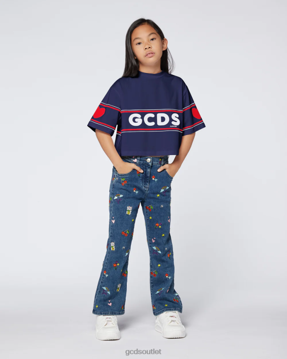 Kids GCDS Junior Crop logo t-shirt DARK BLUE 0FVX791
