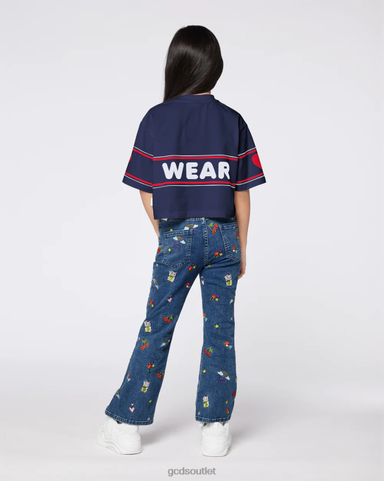 Kids GCDS Junior Crop logo t-shirt DARK BLUE 0FVX791
