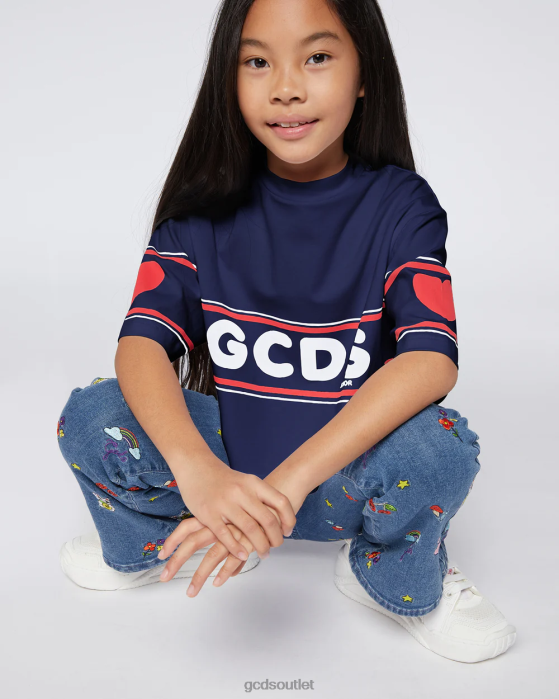 Kids GCDS Junior Crop logo t-shirt DARK BLUE 0FVX791