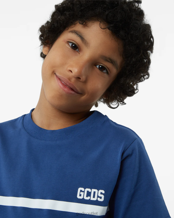 Kids GCDS Junior Low Band Logo T-Shirt Blue 0FVX720