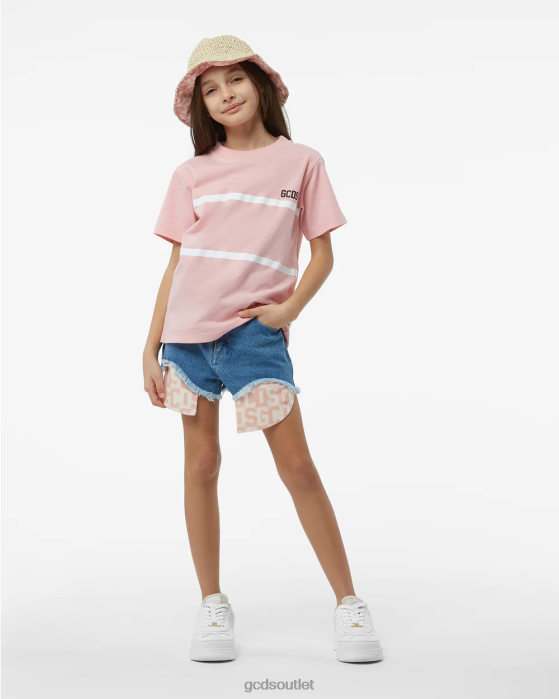 Kids GCDS Junior Low Band Logo T-Shirt Pink 0FVX789