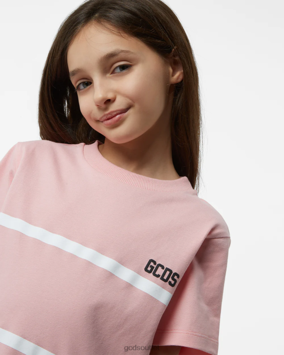 Kids GCDS Junior Low Band Logo T-Shirt Pink 0FVX789