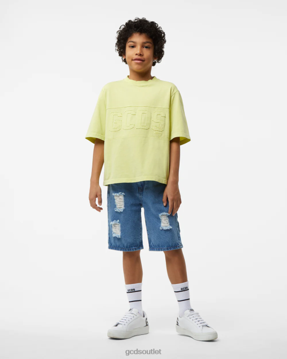 Kids GCDS Junior Overdyed Logo Band T-Shirt Lime 0FVX723