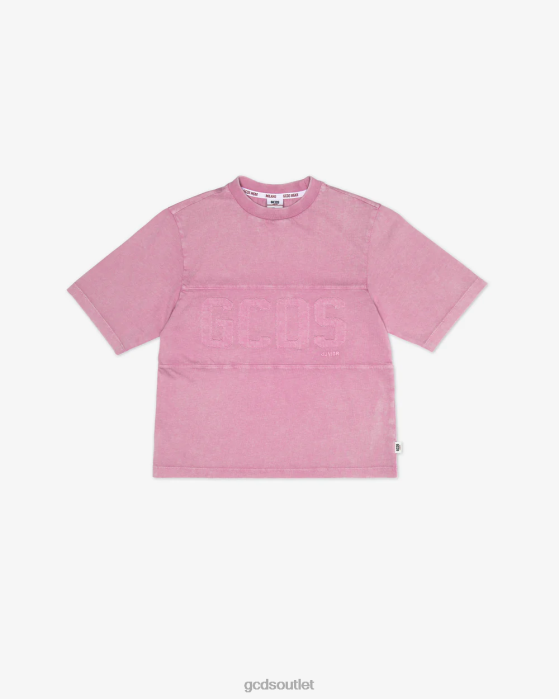 Kids GCDS Junior Overdyed Logo Band T-Shirt Pink 0FVX790