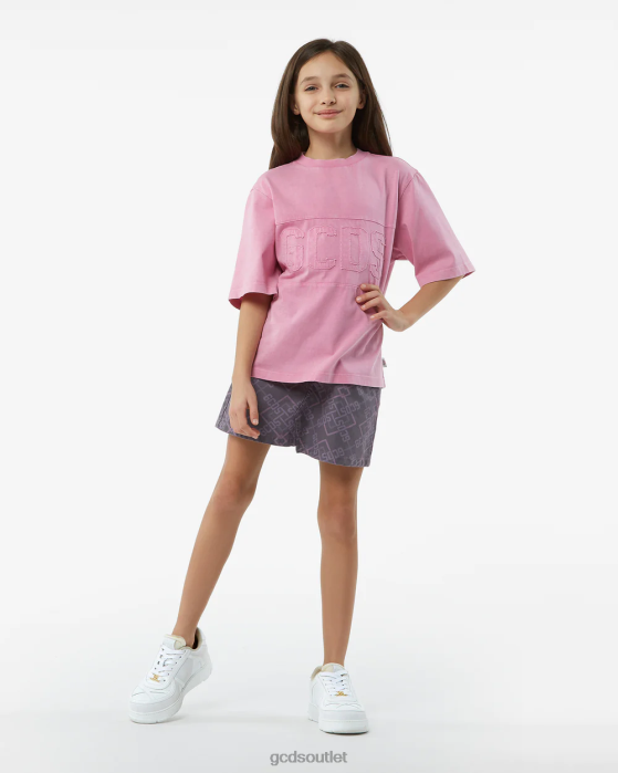 Kids GCDS Junior Overdyed Logo Band T-Shirt Pink 0FVX790
