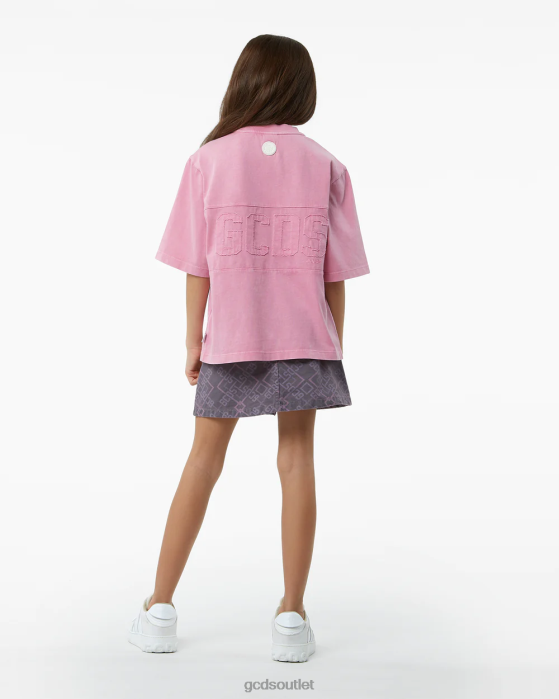 Kids GCDS Junior Overdyed Logo Band T-Shirt Pink 0FVX790