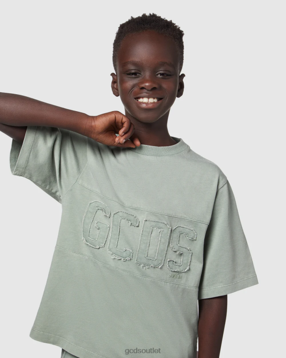 Kids GCDS Junior Overdyed Logo band t-shirt Green 0FVX707