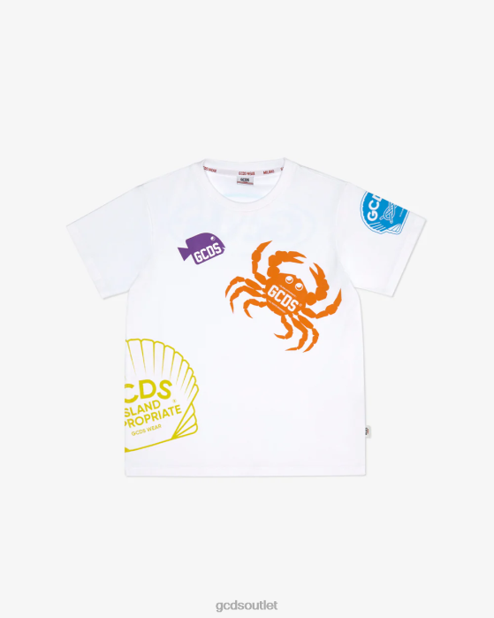 Kids GCDS Junior Shell T-Shirt White 0FVX728